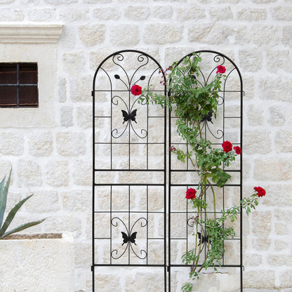 2 Pack Metal Garden Trellis 71" x 19.7" Rustproof Trellis for Climbing Plants Outdoor Flower Support Black image 1