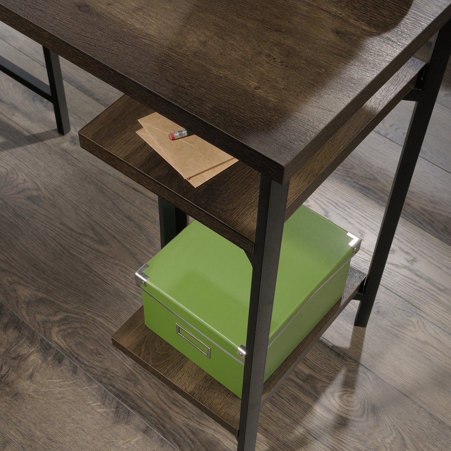 L-Shaped Desk with Rustic Style, Brown finish image 3