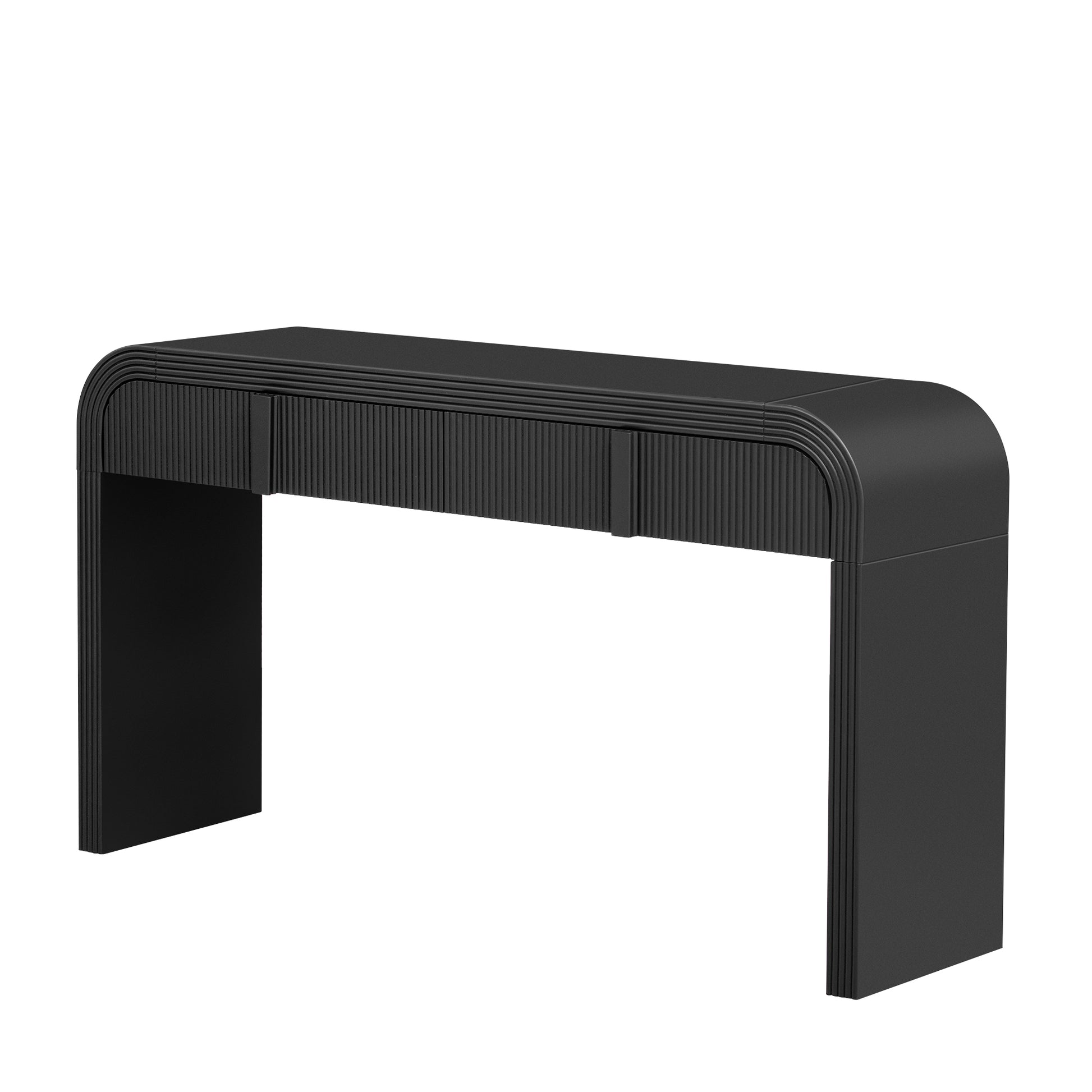 TREXM Modern Console Table with 2 Storage Drawers, Fluted Entryway Table with Rounded Silhouette for Hallway Living Room and Entryway (Black) image 10