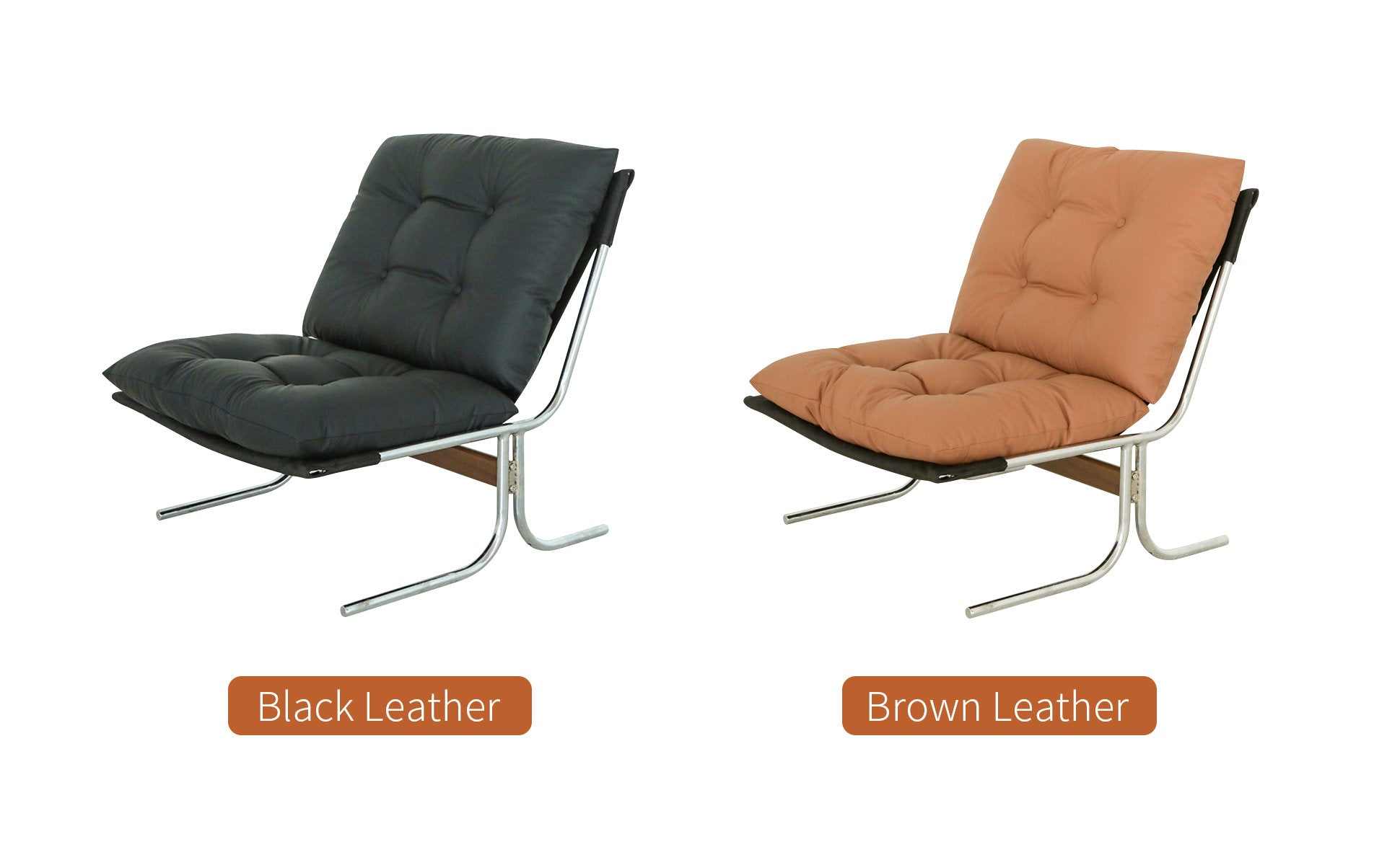 Leather Armchair, Modern Accent Chair High Back, Living Room Chairs with Metal Legs and Soft Padded, Sofa Chairs for Home Office,Bedroom,Dining Room (Brown-1pc) image 10