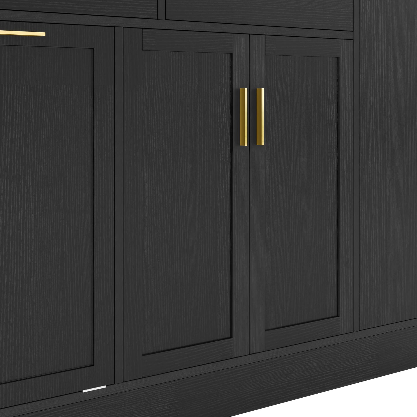 TREXM Multi-Functional Storage Sideboard, Trash Can Storage, Sliding Door Cabinet & 3-Tier Spice Rack,Kitchen Island Table for Kitchen, Dining Room (Black) image 12