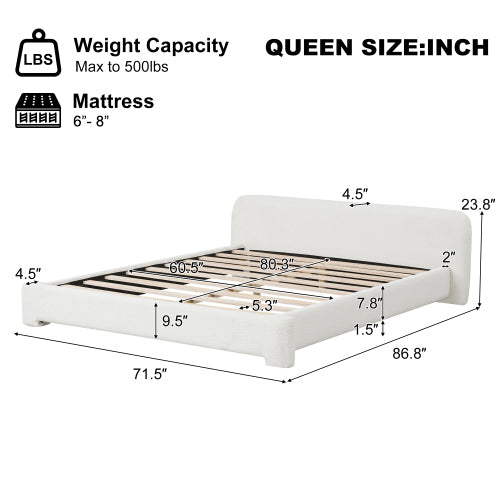 [Cozy White Bouce Upholstered Bed[ - A Dreamy Addition to Your Bedroom, QUEEN image 8