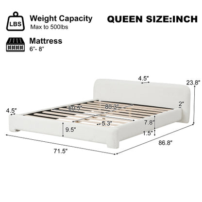 [Cozy White Bouce Upholstered Bed[ - A Dreamy Addition to Your Bedroom, QUEEN image 8