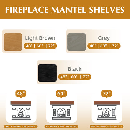 60'' Fireplace Mantel Fir Wood Wall-Mounted & Floating Shelf for Home Decor with Flat Surface image 4