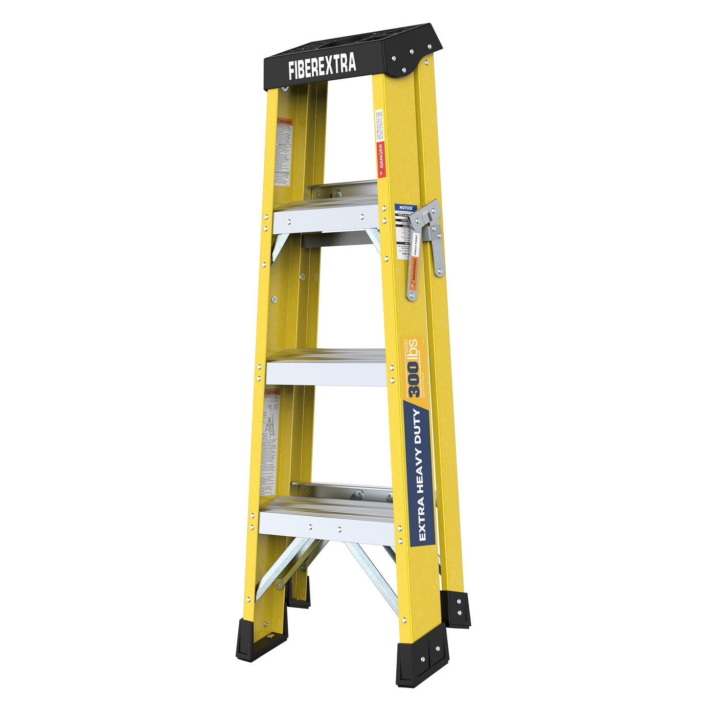 Fiberglass Reinforced Single Side Ladder – Lightweight Non-Conductive Access Ladder 4step Yellow 300 LBS Capacity image 6