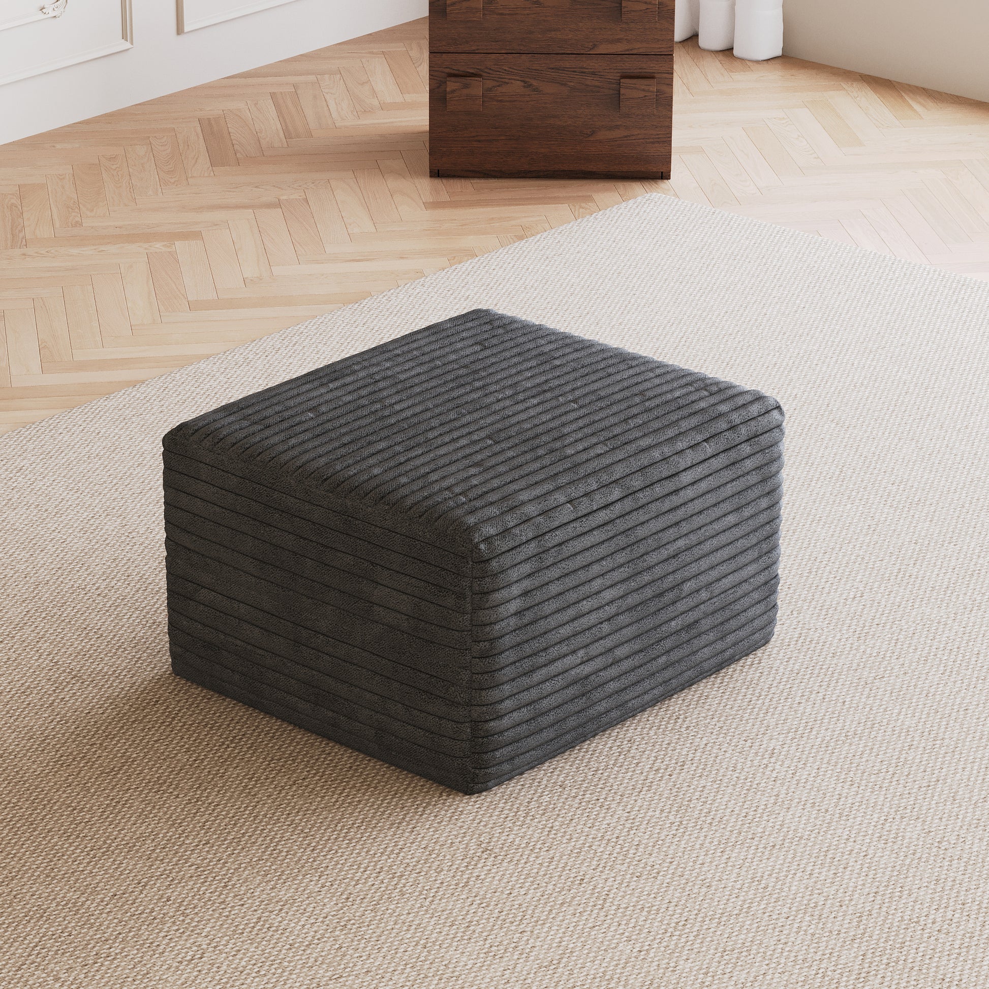Sofa ottoman,No Assembly Required,Dark Grey(Plush Corduroy Fabric) image 2