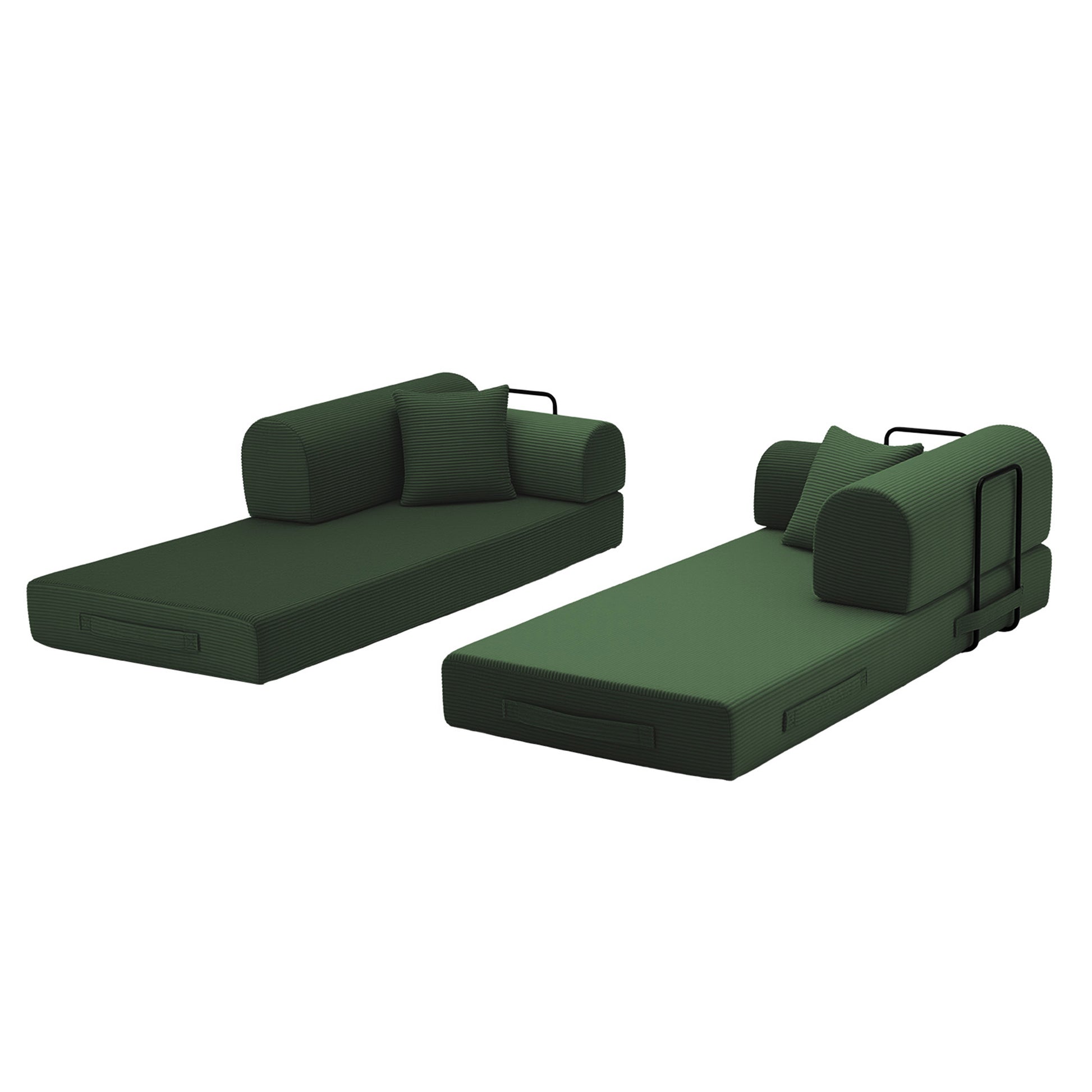 Convertible Sleeper Sofa Bed,Corduroy Folding Mattress Couch with Fixed-Shape Frame, Floor Sofa Lounge Couch for Living Room Bedroom(Green) image 7