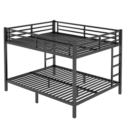Metal Queen over Queen Bunk Bed for Teens and Adults,Space-Saving/Noise Reduced/No Box Spring Needed, Black image 4