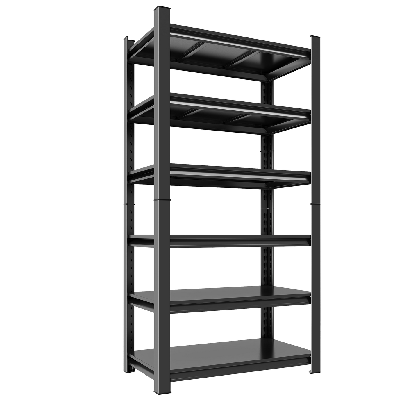 6-Tier Metal Storage Rack, 82"H Garage Shelving, Adjustable Shelves & Reinforced Double-Layer Uprights, Black, Assembly Required image 2
