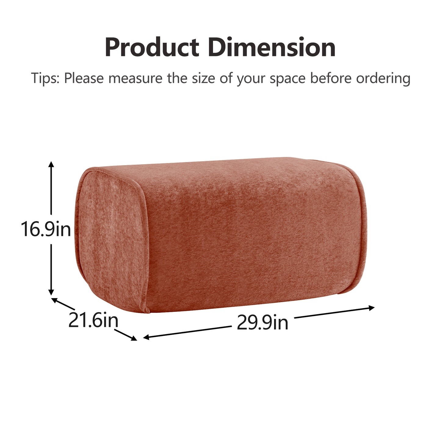Harrison Ottoman Velvet-Red image 7