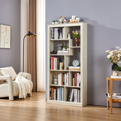 Free Combination Wood Open Bookshelf, Multi Space Display Storage Cabinet, Easy to Assemble Freestanding Bookcase with Anti-Tip Straps, Classified Storage Organizer for Living Room Bedroom Home Office image 3