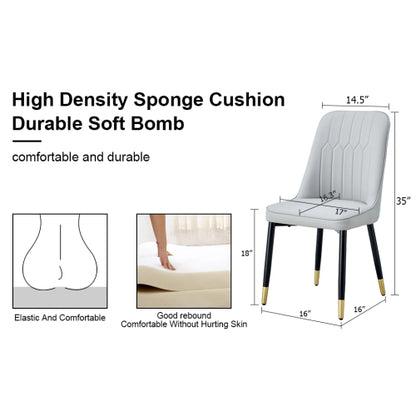 Modern dining chairs are equipped with light gray PU artificial leather backrest cushions and black metal legs, suitable for restaurants,kitchens,and bedrooms.Set of 4pieces (light gray+PU) image 5