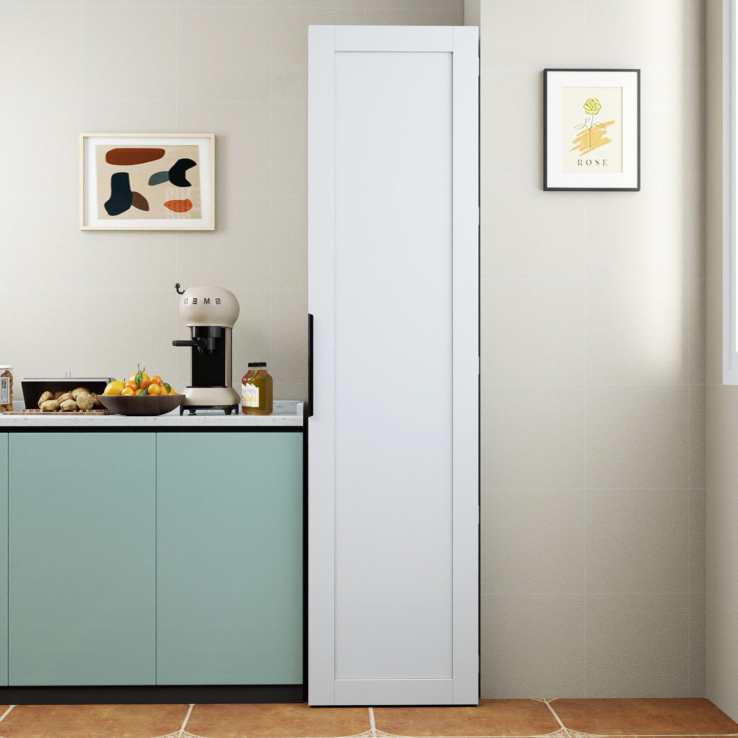 Kitchen Pantry Cabinet, White Freestanding Buffet Cupboards Sideboard with Doors & Shelves, Kitchen Pantry Storage Cabinet for Kitchen, Living Room and Dinning Room image 2
