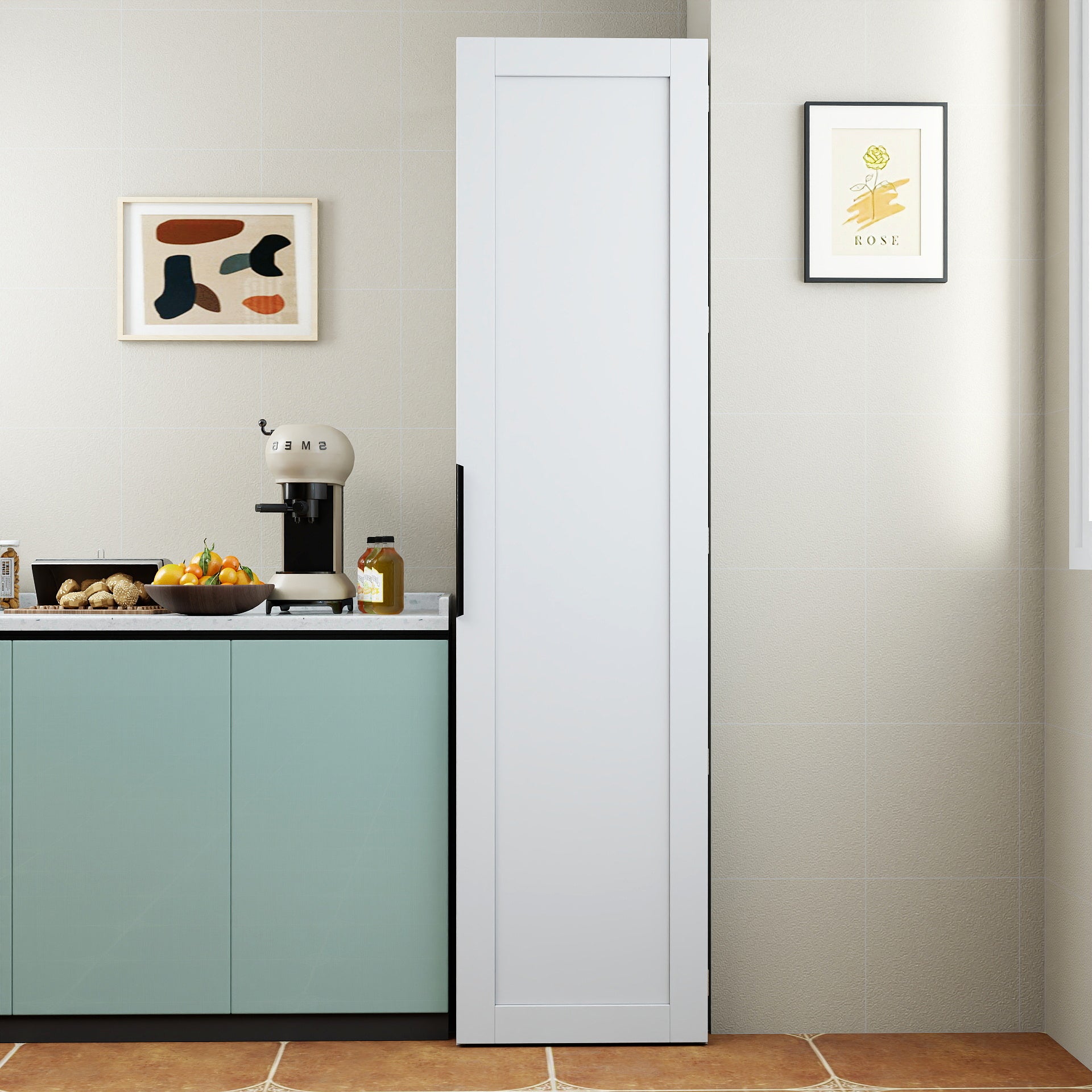 Kitchen Pantry Cabinet, White Freestanding Buffet Cupboards Sideboard with Doors & Shelves, Kitchen Pantry Storage Cabinet for Kitchen, Living Room and Dinning Room image 2