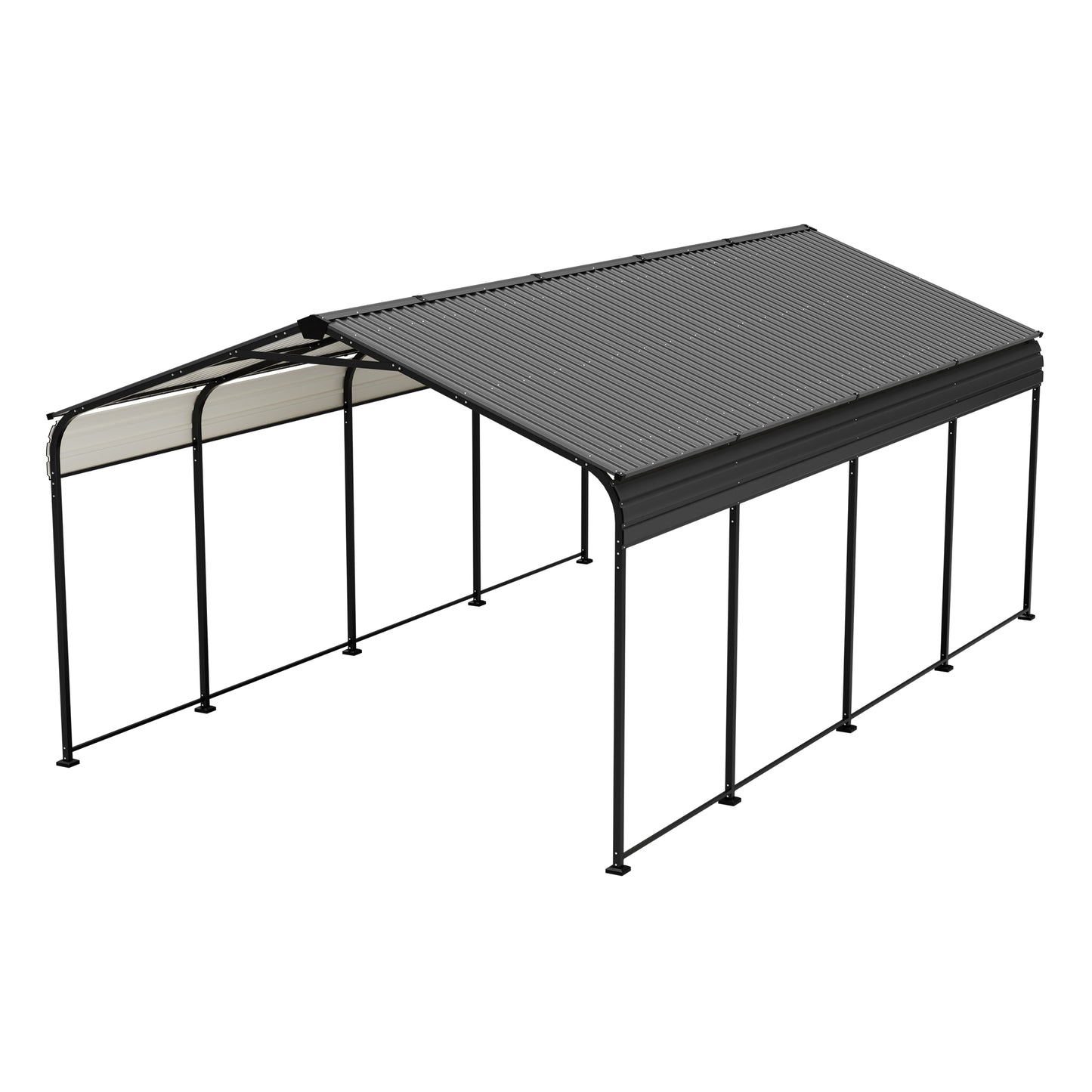 12X20 FT Metal Carport, Outdoor Car Shelter All Weather, Heavy Duty Outdoor Galvanized Car Shelter for Car Boat Truck and SUVs Black image 11