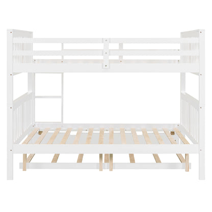 Full over Full Bunk Bed with Twin Size Trundle and Ladder-White(Old SKU: LT000204AAK) image 5