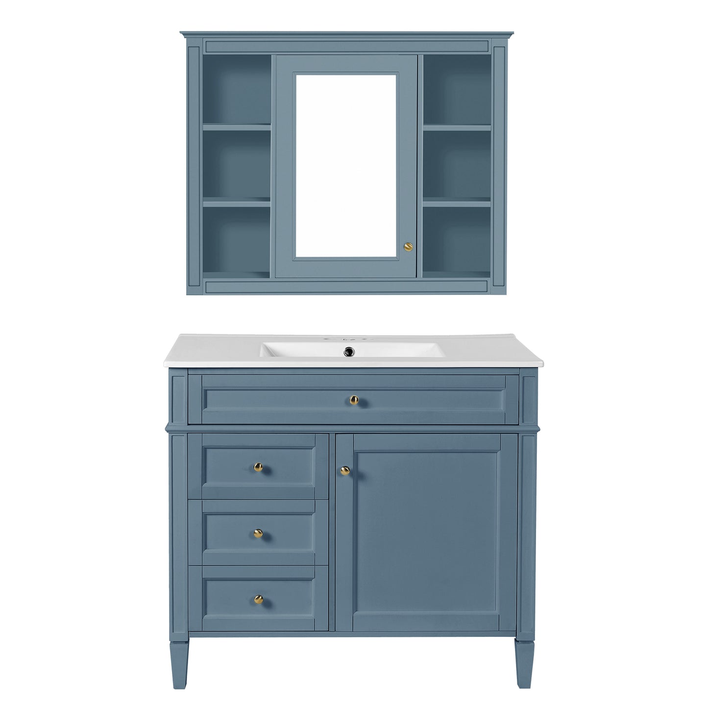 36'' Bathroom Vanity with Medicine Cabinet, Modern Bathroom Storage Cabinet with 2 Soft Closing Doors, Single Sink Bathroom Vanity image 10