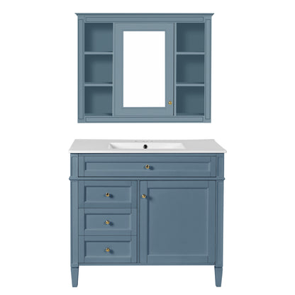 36'' Bathroom Vanity with Medicine Cabinet, Modern Bathroom Storage Cabinet with 2 Soft Closing Doors, Single Sink Bathroom Vanity image 10
