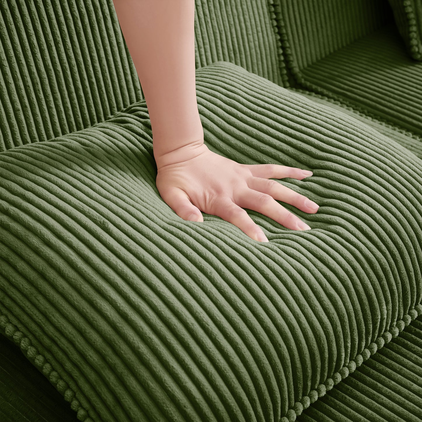 Martha Ottoman Corduroy -Green image 3