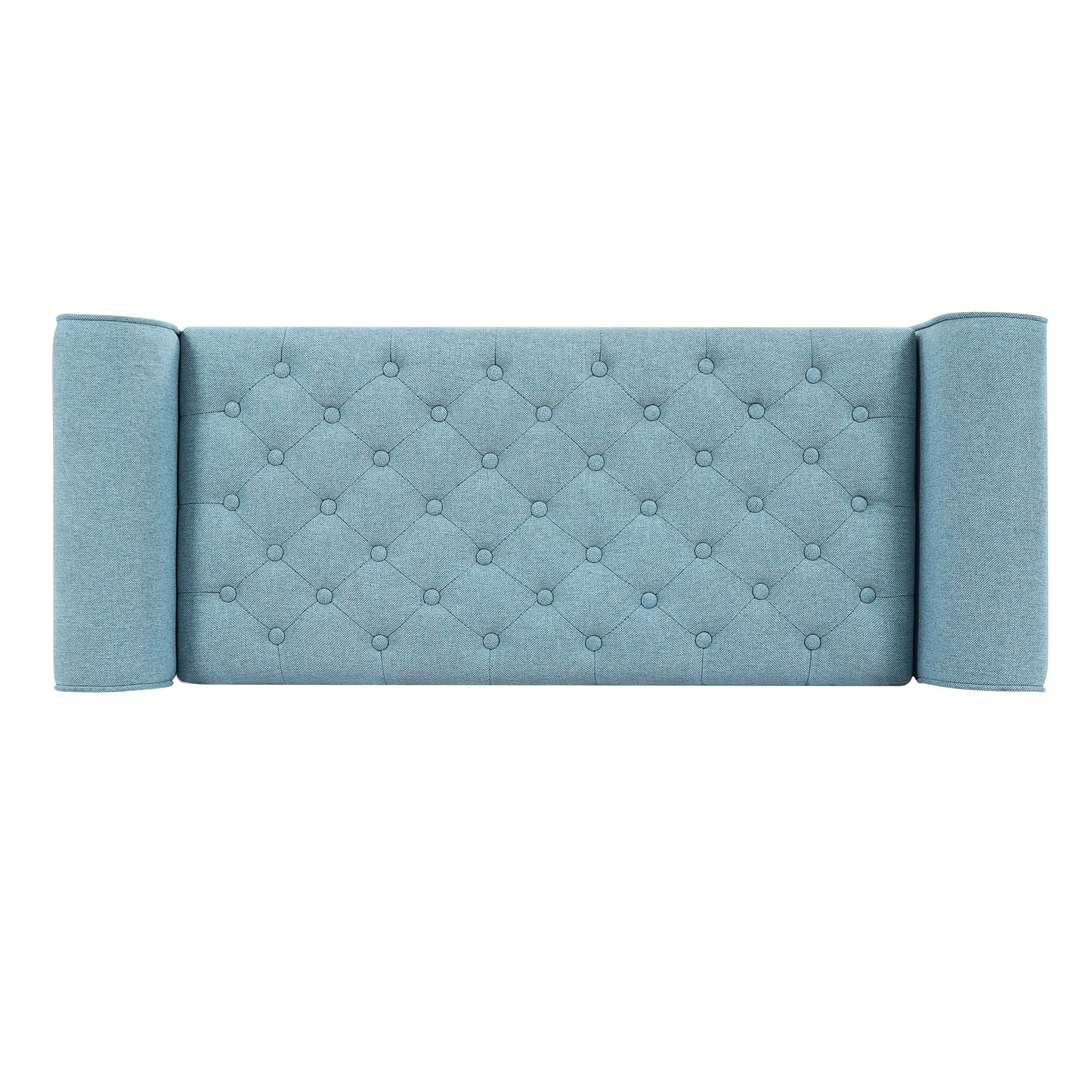 Light Blue Fabric Storage Bench with Rolled Arms, 38" Seat Width, Black Legs, Button Fabric Design, Living Room Bedroom Entryway Furniture image 8