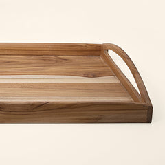 Handmade Serving & Decor Teak Wood Rectangle Tray-18 X 11 X 2.5 Inch