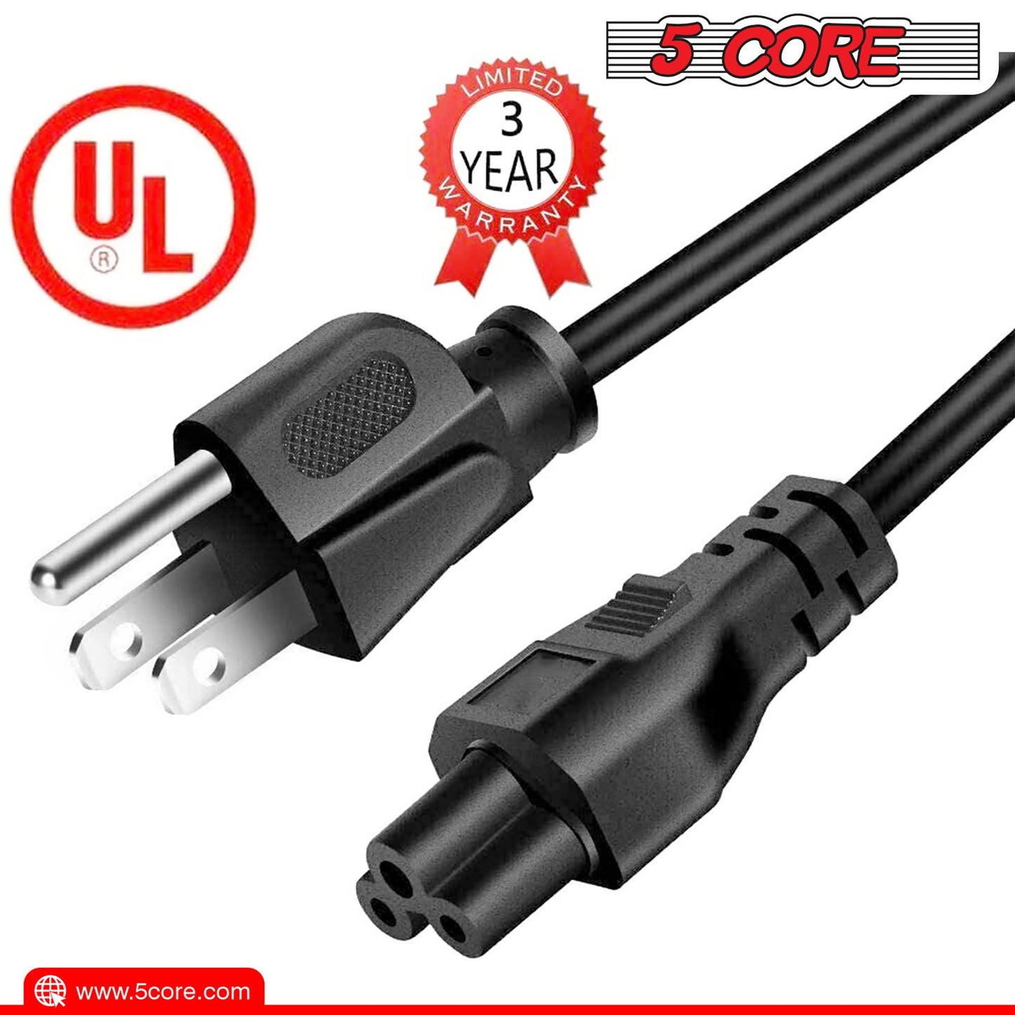 5Core AC Power Cord 10Ft 3 Prong US Male to Female Extension Adapter 16AWG/2C 125V 13A image 8