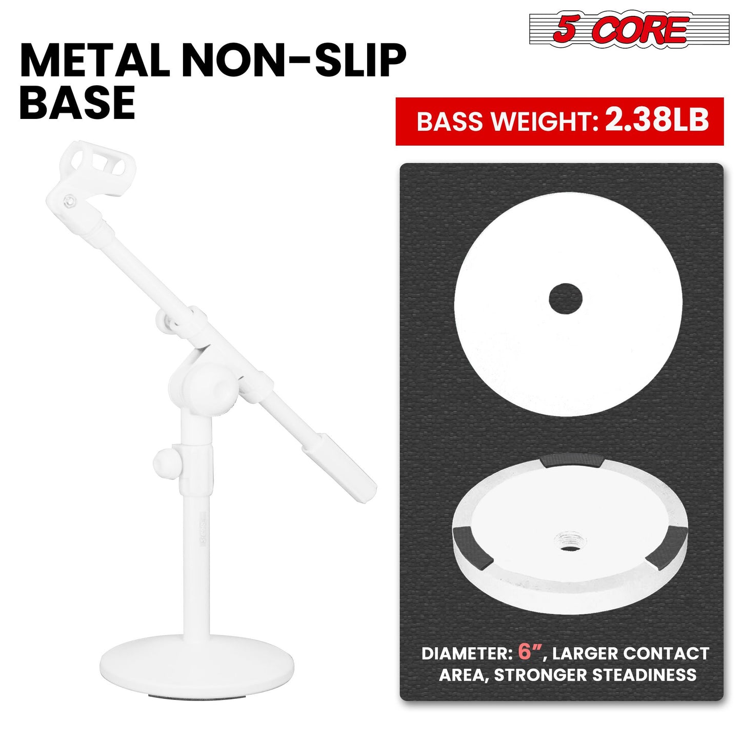 5Core Desktop Mic Stand Round Base Universal Desk Microphone Holder Table Top Stands image 4
