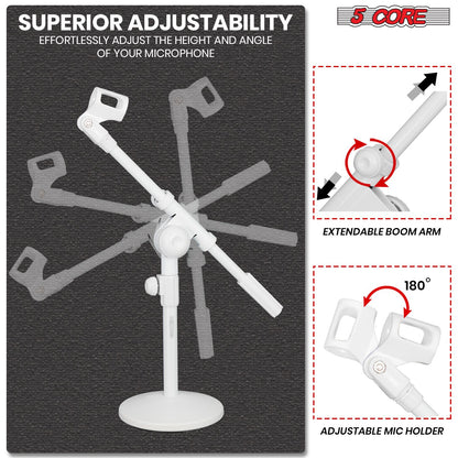 5Core Desktop Mic Stand Round Base Universal Desk Microphone Holder Table Top Stands image 3