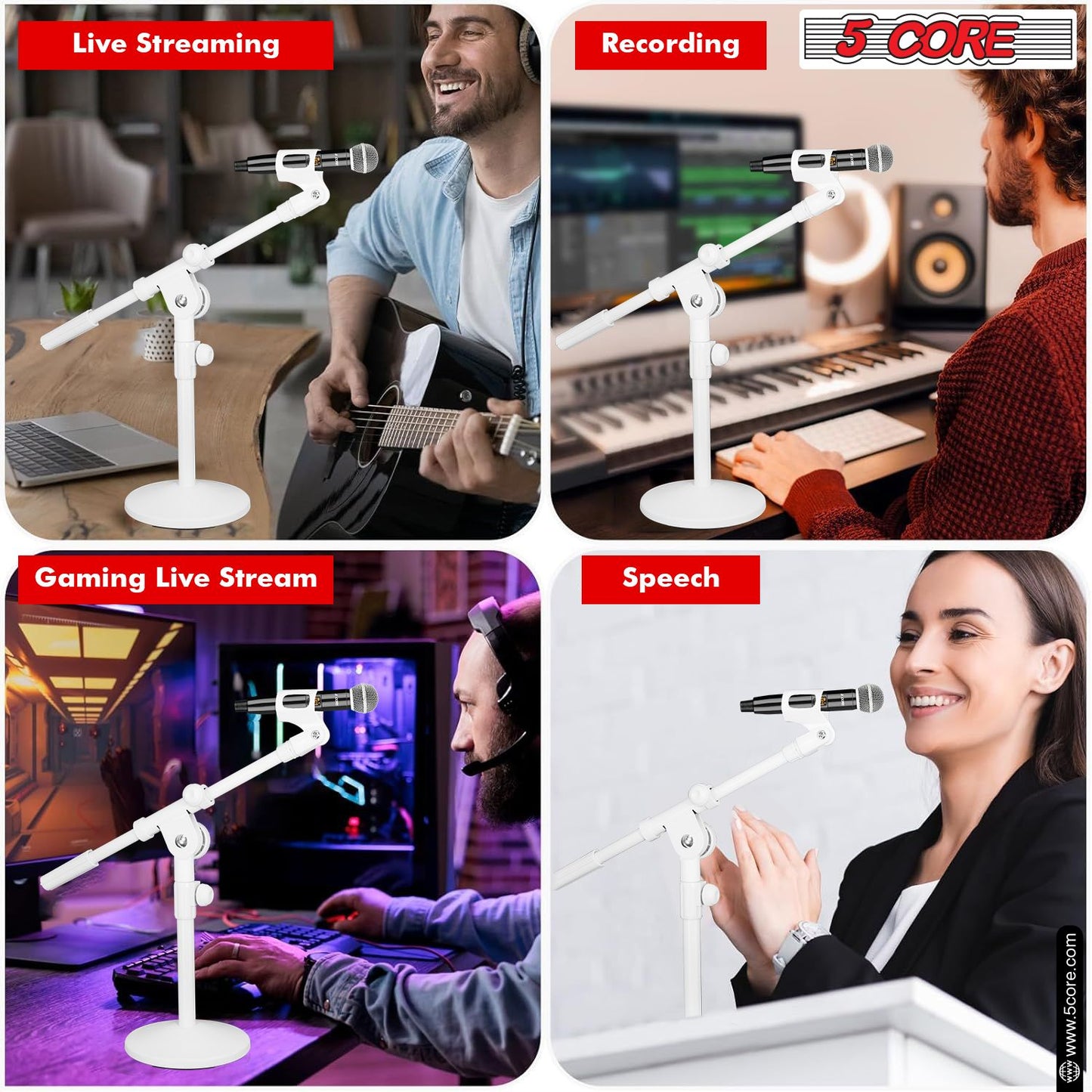 5Core Desktop Mic Stand Round Base Universal Desk Microphone Holder Table Top Stands image 8