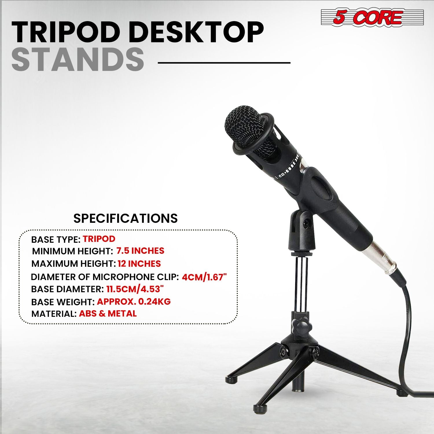 5Core Desktop Mic Stand Tripod Universal Desk Microphone Holder Table Top Stands image 6