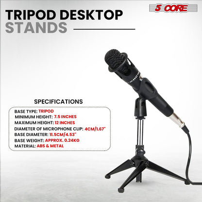 5Core Desktop Mic Stand Tripod Universal Desk Microphone Holder Table Top Stands image 6