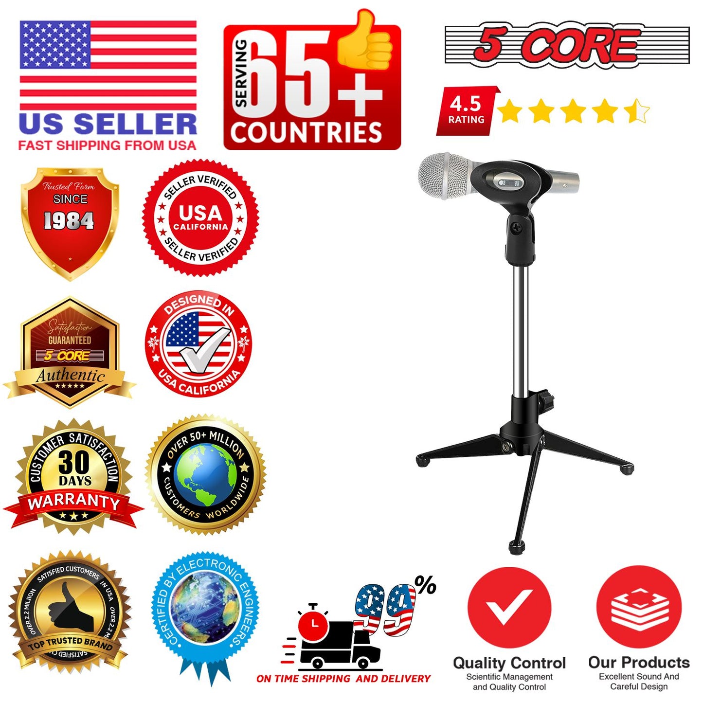 5Core Desktop Mic Stand Tripod Universal Desk Microphone Holder Table Top Stands image 9
