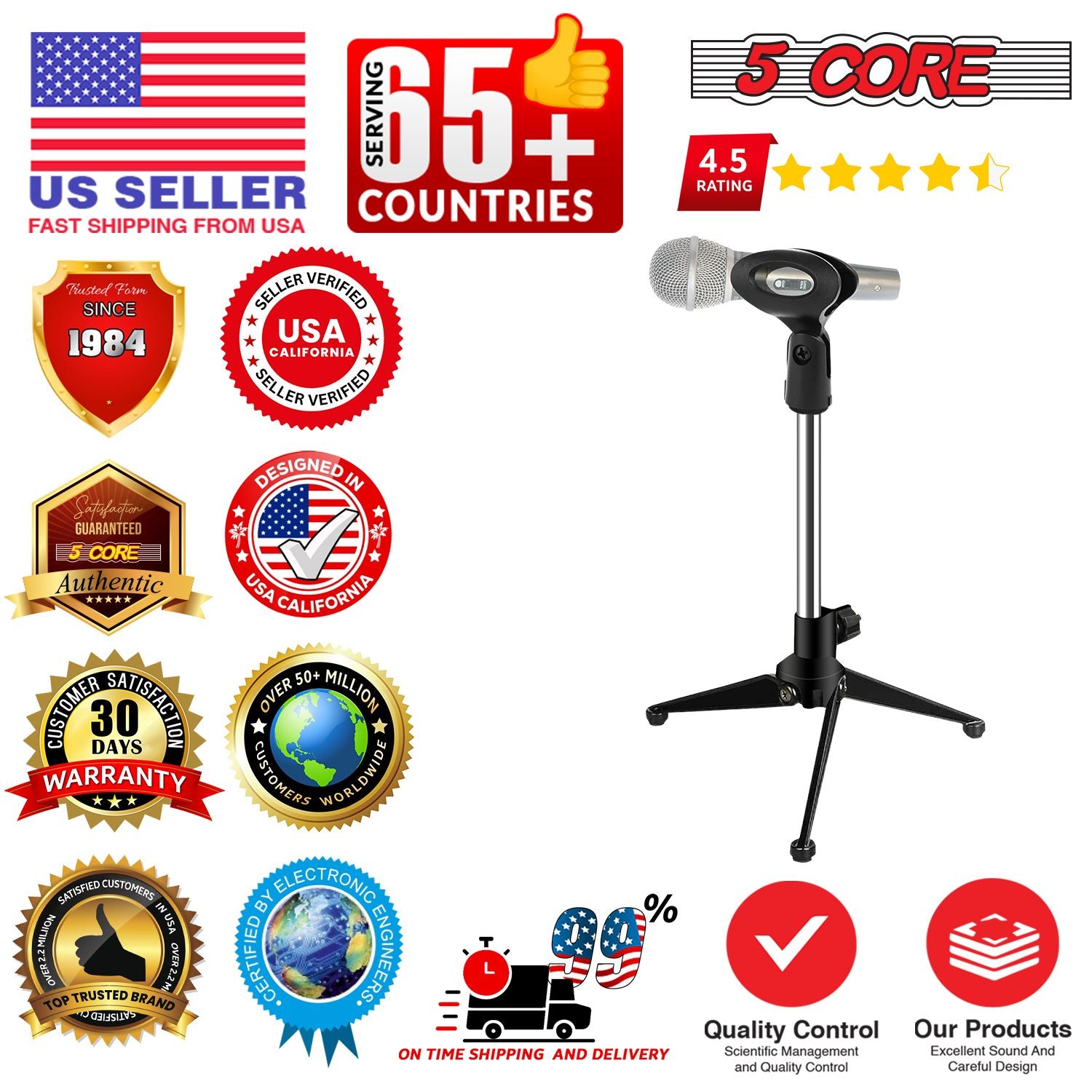 5Core Desktop Mic Stand Tripod Universal Desk Microphone Holder Table Top Stands image 9