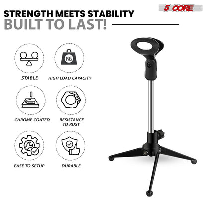 5Core Desktop Mic Stand Tripod Universal Desk Microphone Holder Table Top Stands image 5