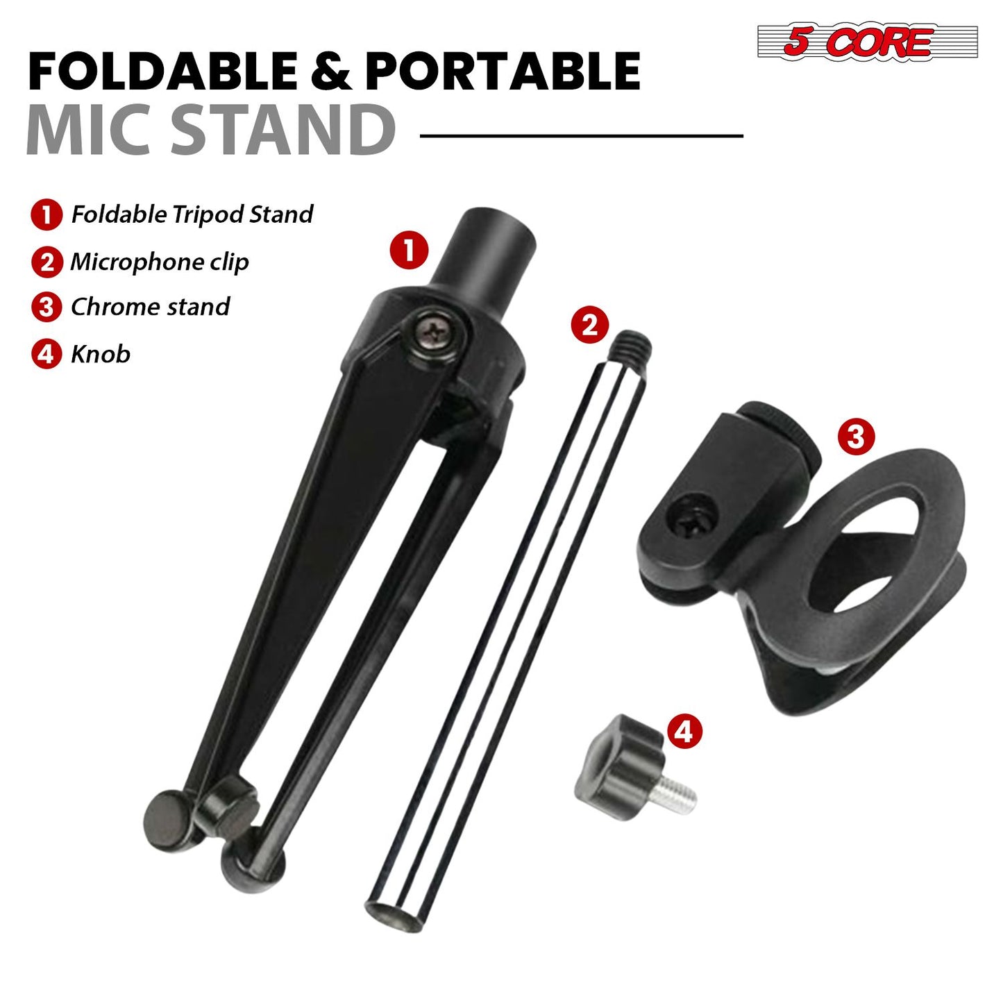 5Core Desktop Mic Stand Tripod Universal Desk Microphone Holder Table Top Stands image 7