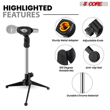 5Core Desktop Mic Stand Tripod Universal Desk Microphone Holder Table Top Stands image 3