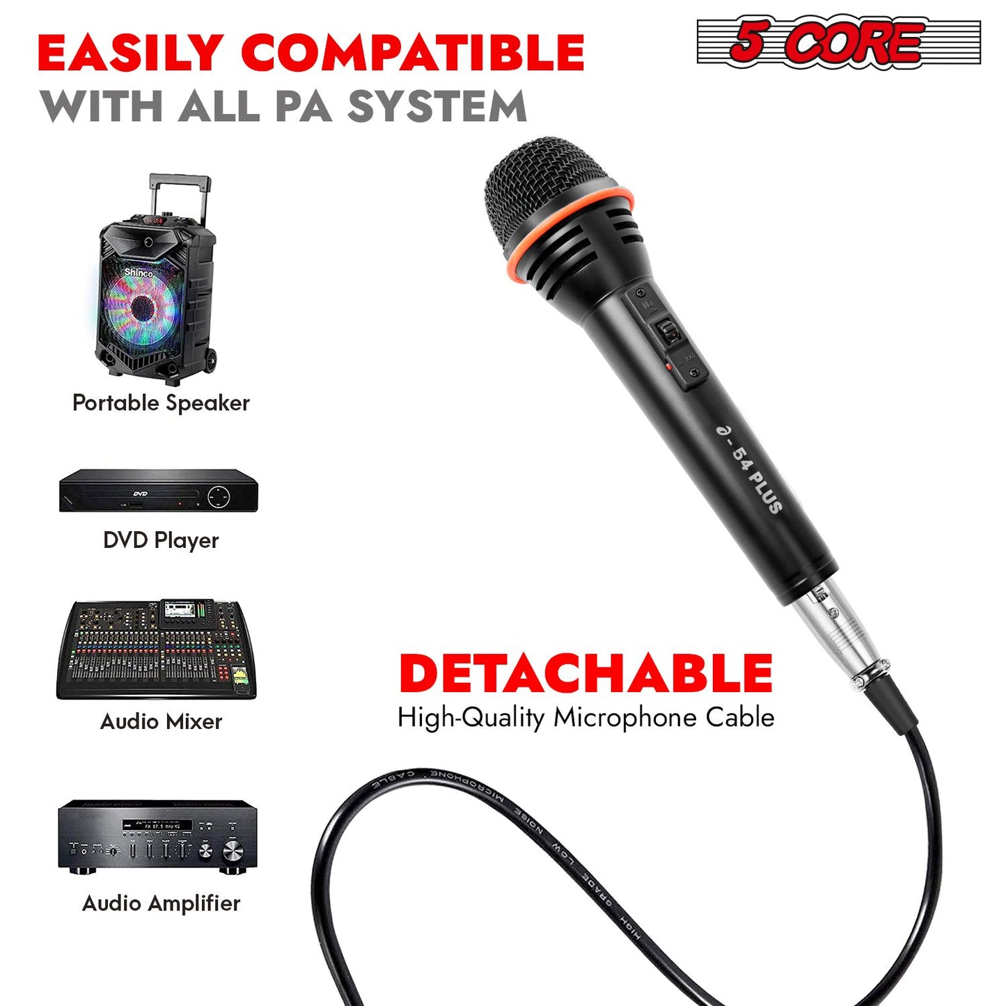 5Core Microphone Dynamic Mic Karaoke Singing Studio XLR Mics Handheld Microfono image 17