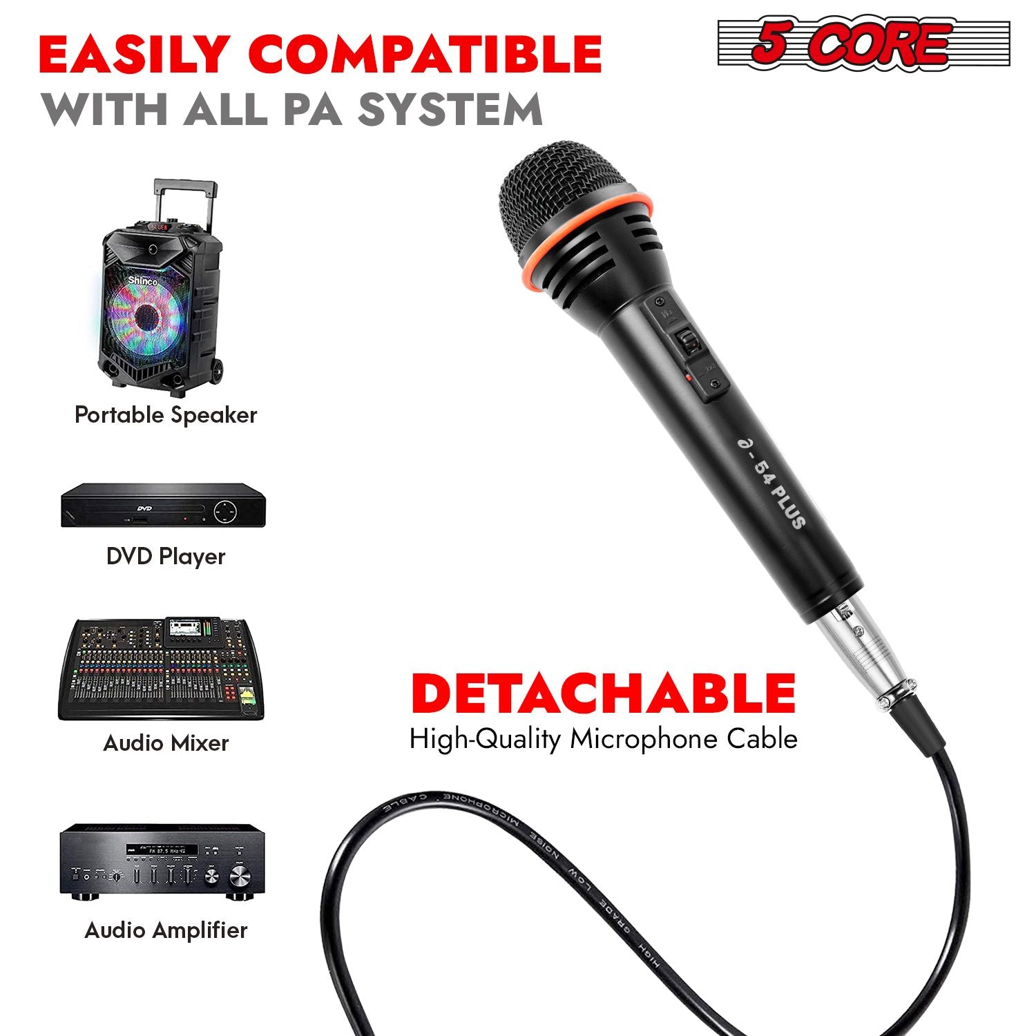 5Core Microphone Dynamic Mic Karaoke Singing Studio XLR Mics Handheld Microfono image 17