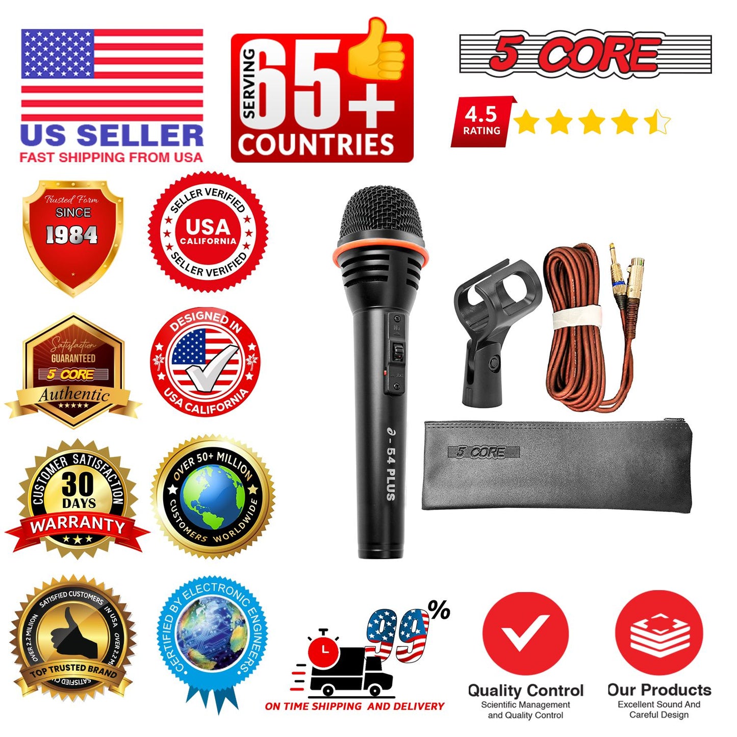 5Core Microphone Dynamic Mic Karaoke Singing Studio XLR Mics Handheld Microfono image 12