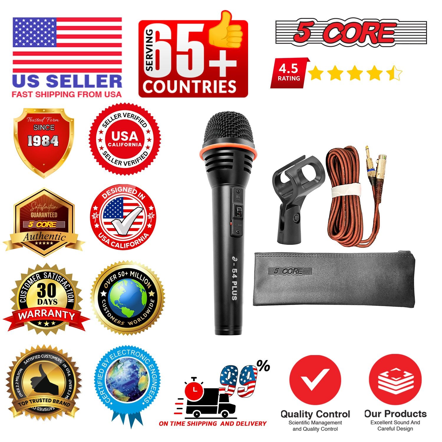 5Core Microphone Dynamic Mic Karaoke Singing Studio XLR Mics Handheld Microfono image 12