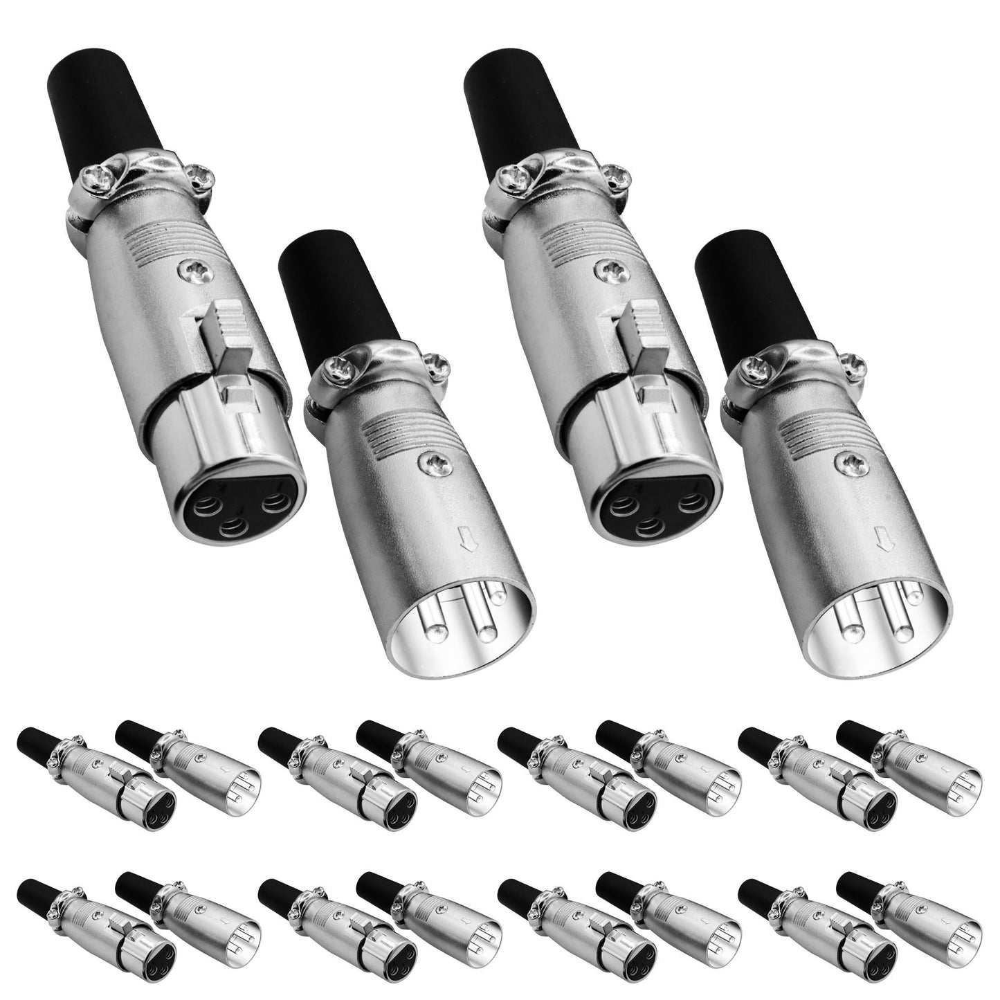 5Core XLR Connector Male Female to 1/4 Audio Jack 3 Pin Secure Mic Plug w Locking Ends image 1