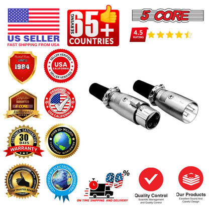 5Core XLR Connector Male Female to 1/4 Audio Jack 3 Pin Secure Mic Plug w Locking Ends image 18