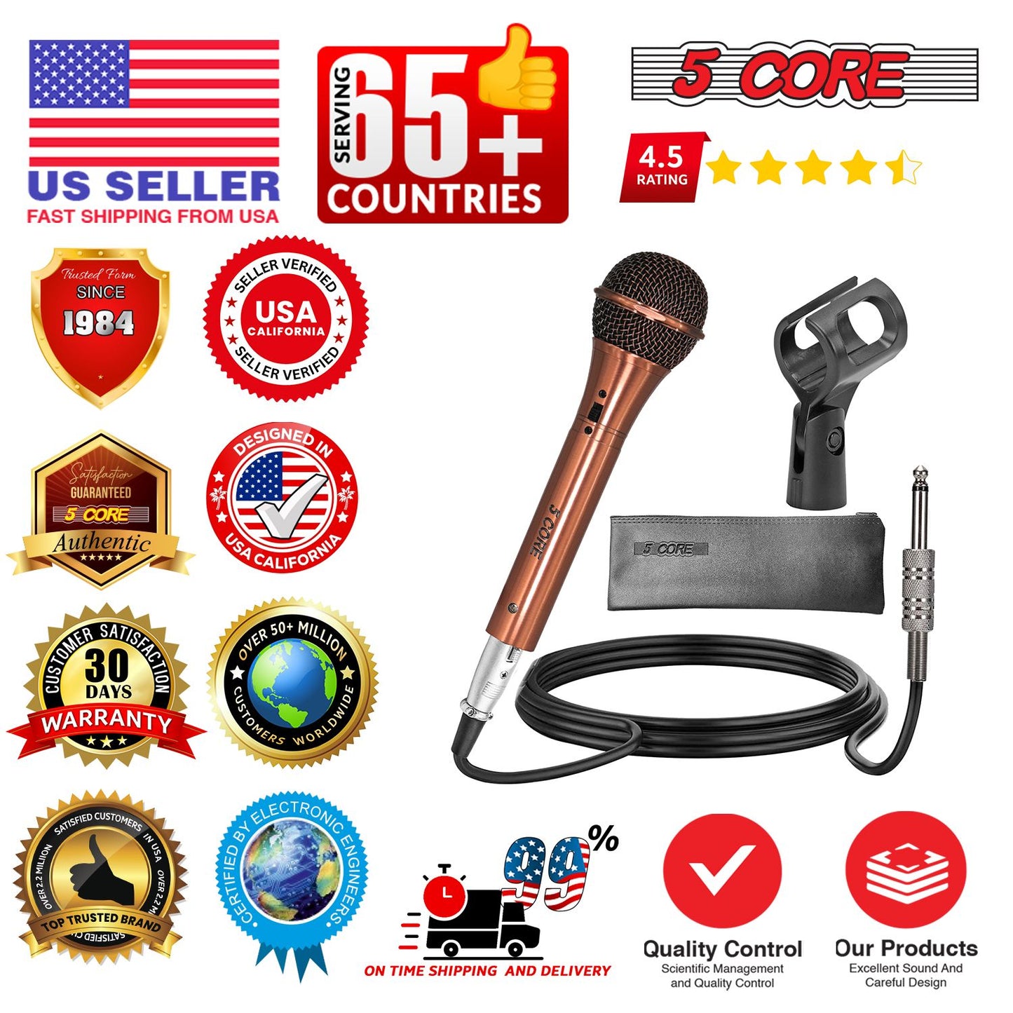 5Core XLR Microphone Dynamic Mic Karaoke Singing Studio Microfono Handheld Mics image 13