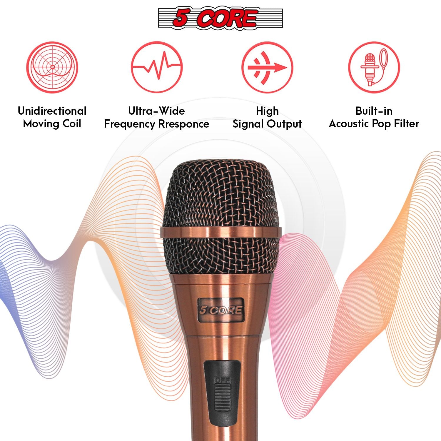 5Core XLR Microphone Dynamic Mic Karaoke Singing Studio Microfono Handheld Mics image 3