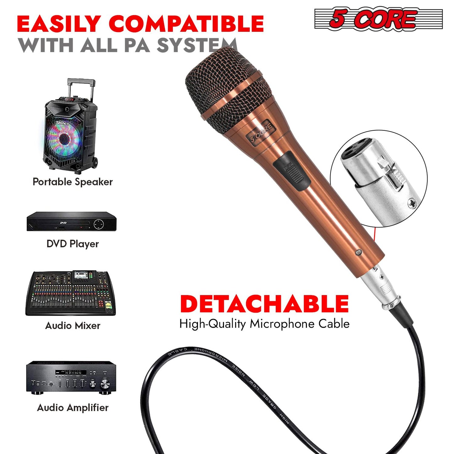 5Core XLR Microphone Dynamic Mic Karaoke Singing Studio Microfono Handheld Mics image 4