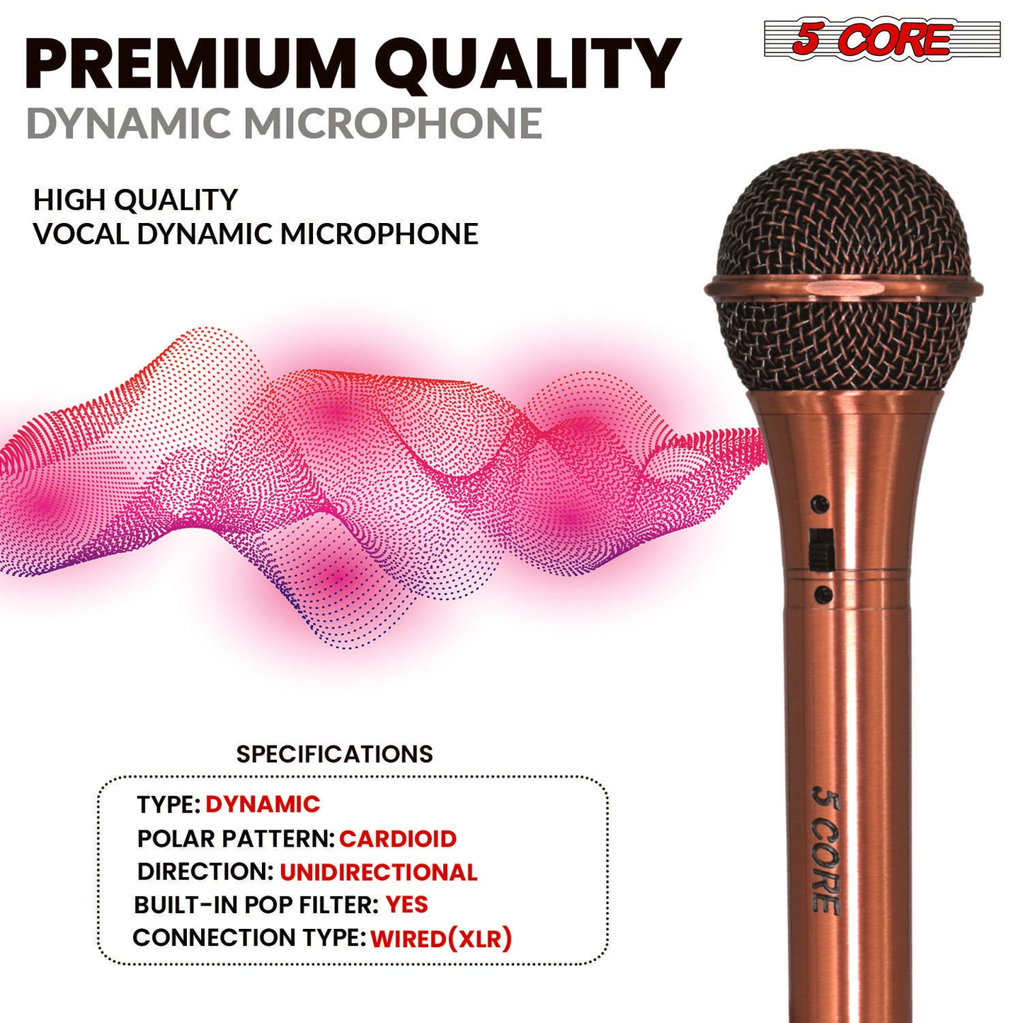 5Core XLR Microphone Dynamic Mic Karaoke Singing Studio Microfono Handheld Mics image 9