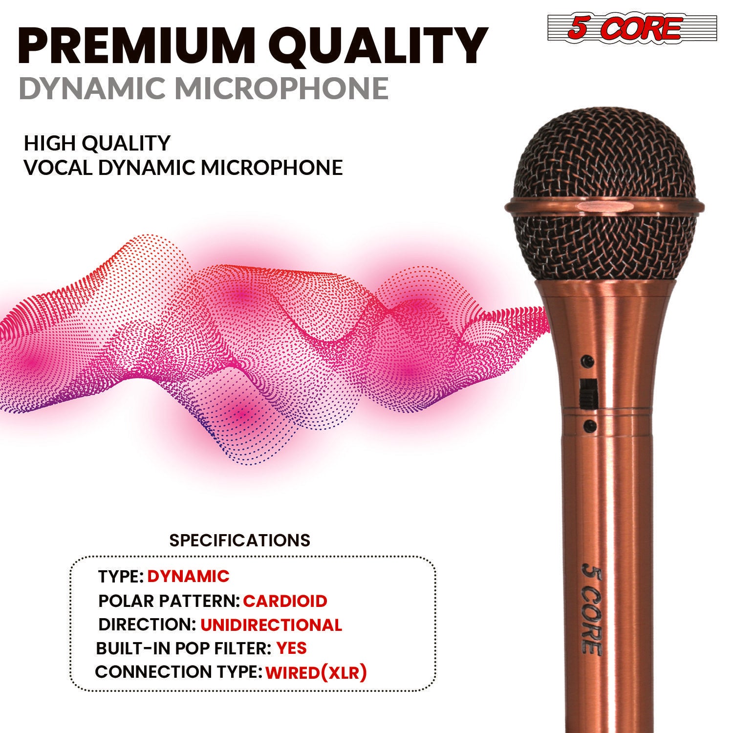 5Core XLR Microphone Dynamic Mic Karaoke Singing Studio Microfono Handheld Mics image 9