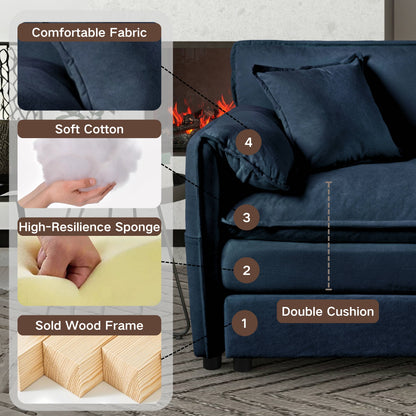 Oversized 41.73" Sofa Chair, Modern Upholstered Armchair with 1 Toss Pillow, Modular Sectional Sofa for Living Room, Deep Seat Reading Sofa for Bedroom Apartment, DIY Combination Chenille,Blue image 6