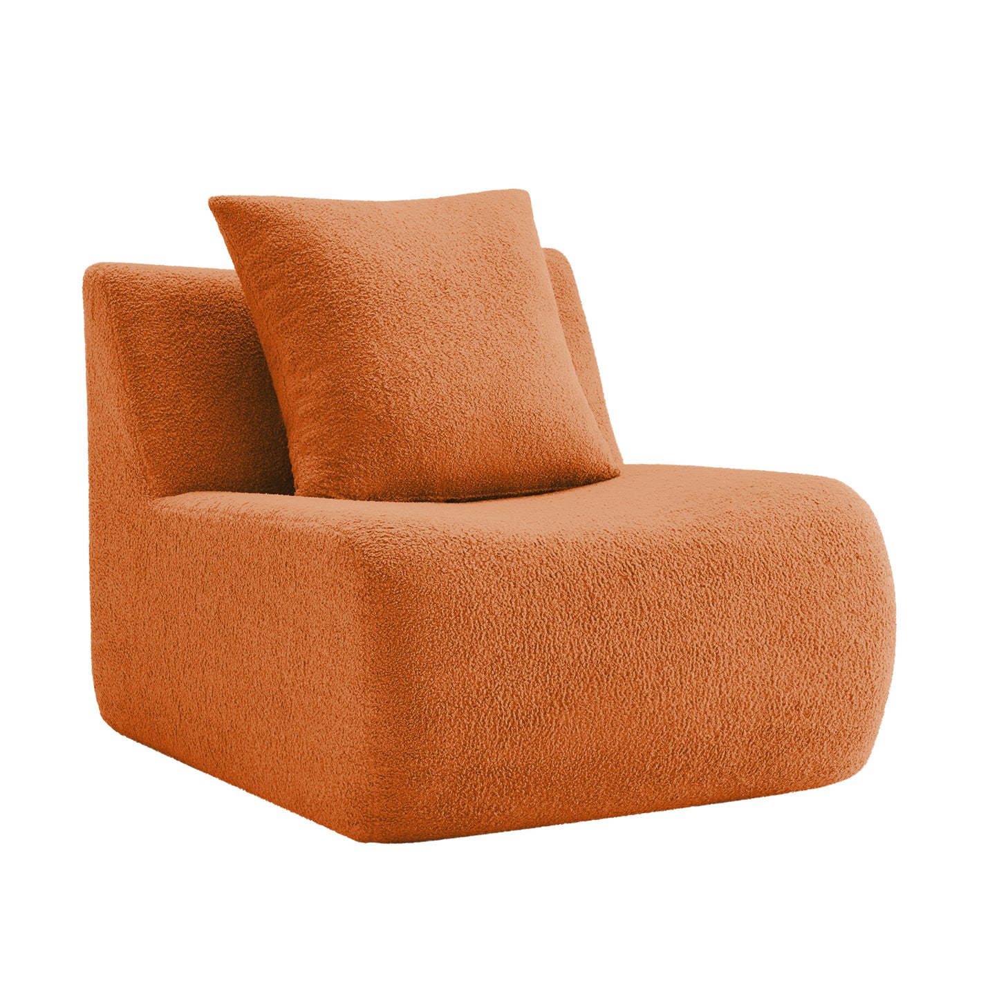 Armless Sofa W/Pillow Teddy Fabric-Orange image 4