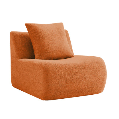 Armless Sofa W/Pillow Teddy Fabric-Orange image 4